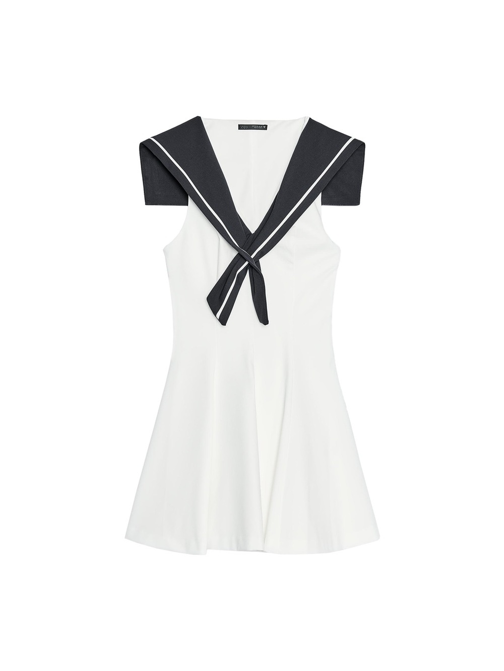 Zara White & Navy Nautical Sailor Mini Dress – Fit & Flare Costume
